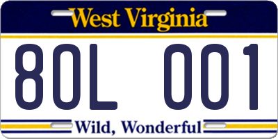 WV license plate 8OL001