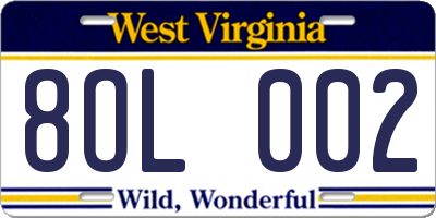 WV license plate 8OL002