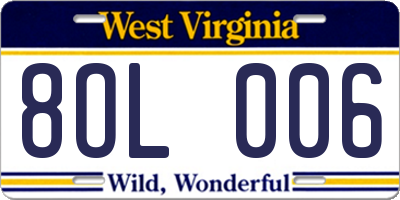 WV license plate 8OL006