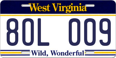 WV license plate 8OL009