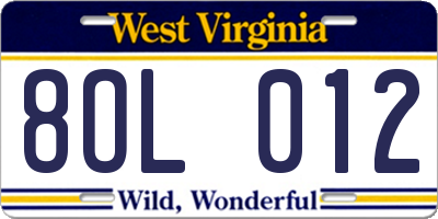 WV license plate 8OL012