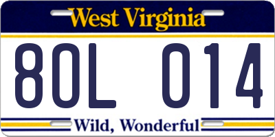 WV license plate 8OL014