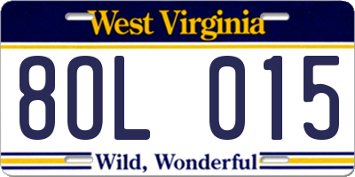 WV license plate 8OL015