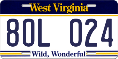 WV license plate 8OL024