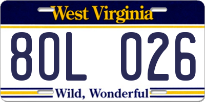 WV license plate 8OL026