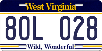 WV license plate 8OL028