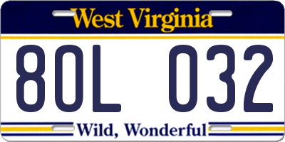WV license plate 8OL032