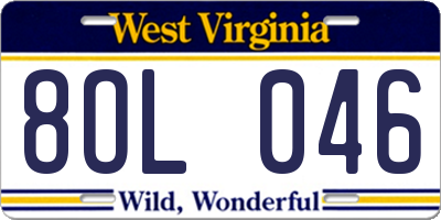 WV license plate 8OL046