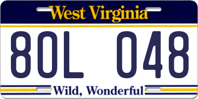 WV license plate 8OL048