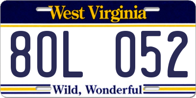 WV license plate 8OL052