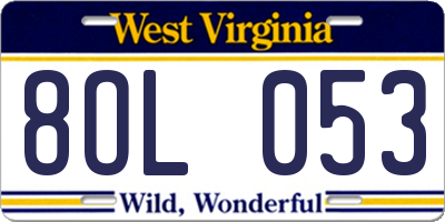 WV license plate 8OL053