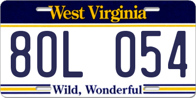 WV license plate 8OL054