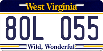 WV license plate 8OL055