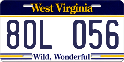WV license plate 8OL056