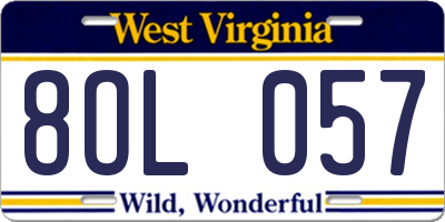 WV license plate 8OL057