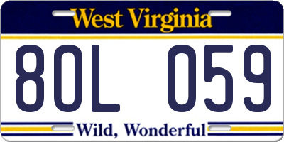 WV license plate 8OL059