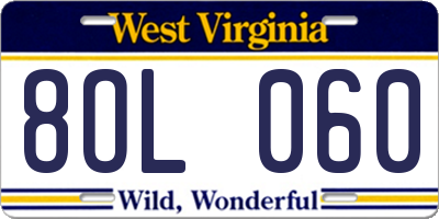 WV license plate 8OL060