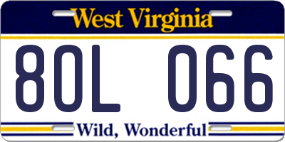 WV license plate 8OL066