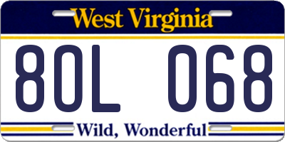 WV license plate 8OL068