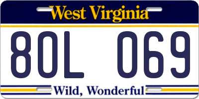 WV license plate 8OL069