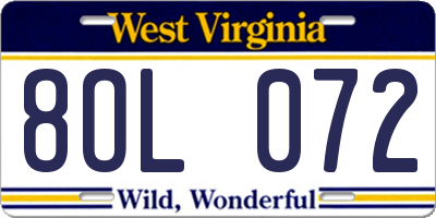 WV license plate 8OL072