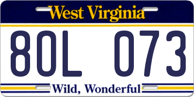 WV license plate 8OL073