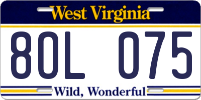 WV license plate 8OL075