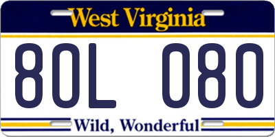 WV license plate 8OL080