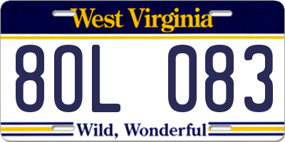 WV license plate 8OL083