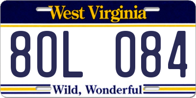 WV license plate 8OL084