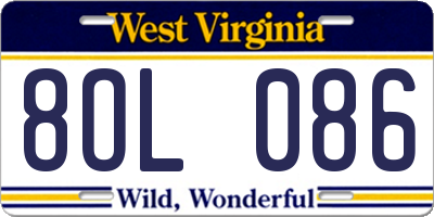 WV license plate 8OL086