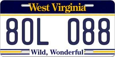 WV license plate 8OL088