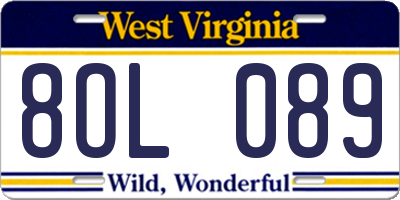 WV license plate 8OL089