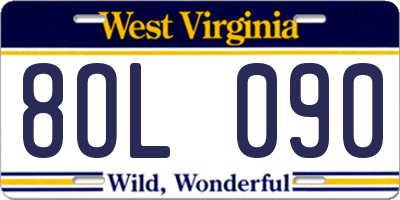 WV license plate 8OL090
