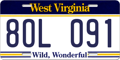 WV license plate 8OL091