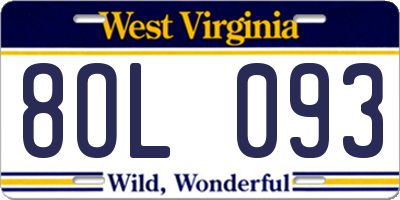 WV license plate 8OL093
