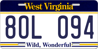 WV license plate 8OL094