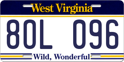 WV license plate 8OL096