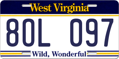 WV license plate 8OL097