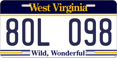 WV license plate 8OL098