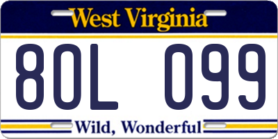 WV license plate 8OL099