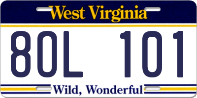 WV license plate 8OL101
