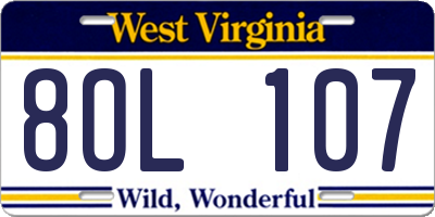 WV license plate 8OL107
