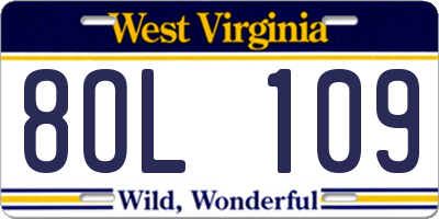 WV license plate 8OL109