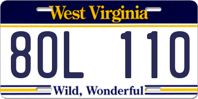 WV license plate 8OL110