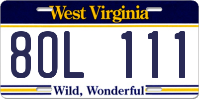 WV license plate 8OL111