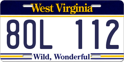 WV license plate 8OL112
