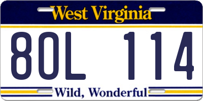WV license plate 8OL114