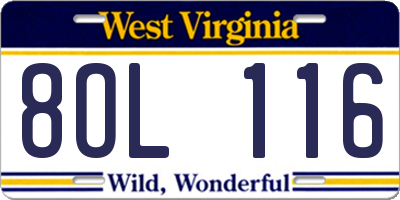 WV license plate 8OL116