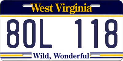 WV license plate 8OL118